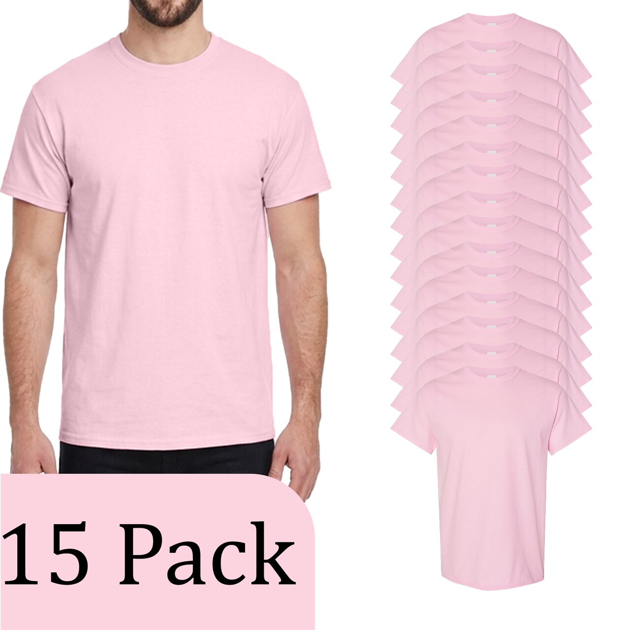 Gildan Vinyl & Fabric T-Shirt - Gildan, Heavy Cotton Short Sleeve Light Pink Tee